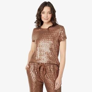 NEW Splendid Women’s Sequin Top Y2K Glam Loungewear Metallic Shine Retro Sz XL